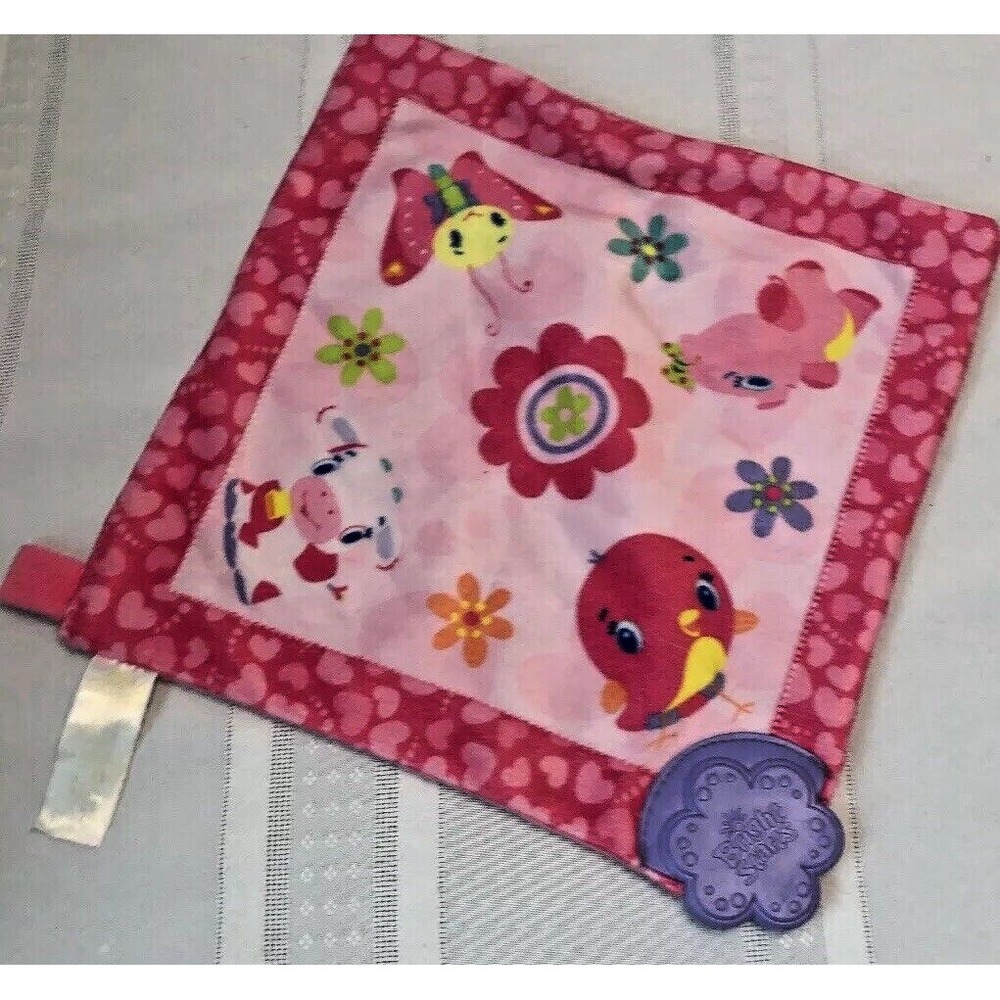 Bright Starts Pink Teether Soft Toy Lovey clean butterfly cow bird plush